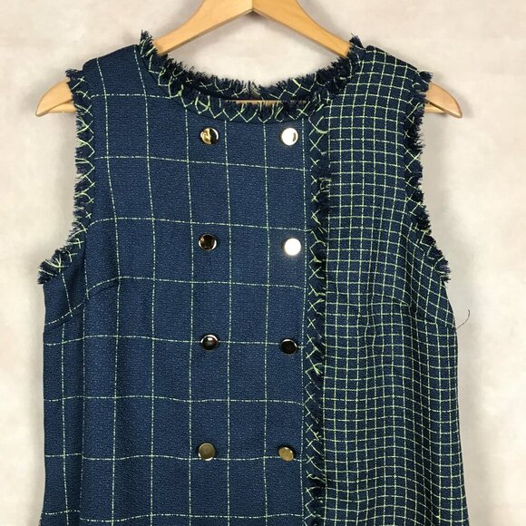 JULIA JORDON Navy Tweed Grid Pattern Shift Dress NWT 14 - Picture 12 of 15